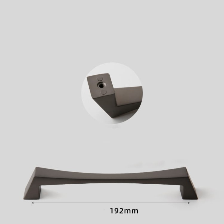 Möbelgriff Peral – moderner eleganter Griff in gebürstetem Gold, Gold, Schwarz, Perlgrau und gebürstetem Nickel. Größen 128–320 mm, ideal für Küchen- und Badmöbel, Schränke und Schubladen.