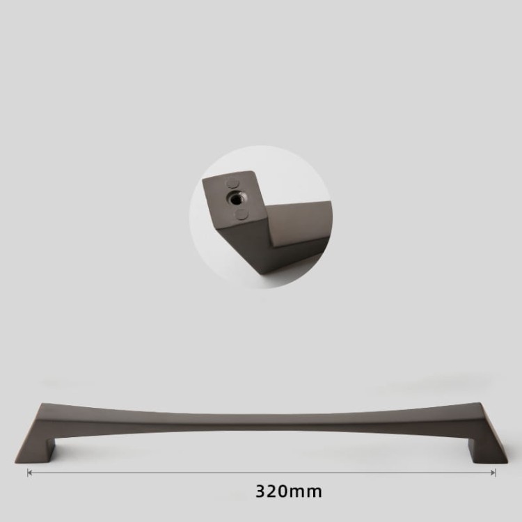 Möbelgriff Peral – moderner eleganter Griff in gebürstetem Gold, Gold, Schwarz, Perlgrau und gebürstetem Nickel. Größen 128–320 mm, ideal für Küchen- und Badmöbel, Schränke und Schubladen.