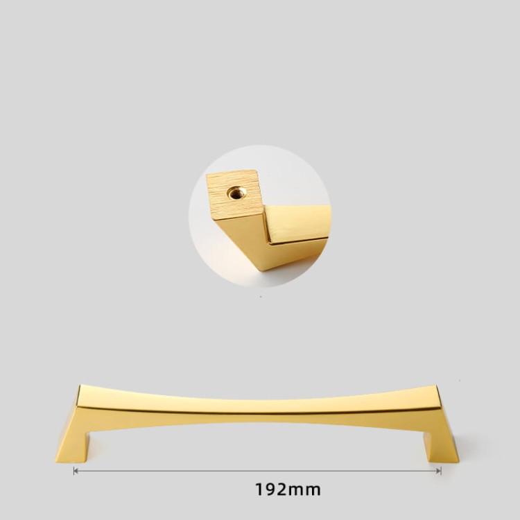 Möbelgriff Peral – moderner eleganter Griff in gebürstetem Gold, Gold, Schwarz, Perlgrau und gebürstetem Nickel. Größen 128–320 mm, ideal für Küchen- und Badmöbel, Schränke und Schubladen.