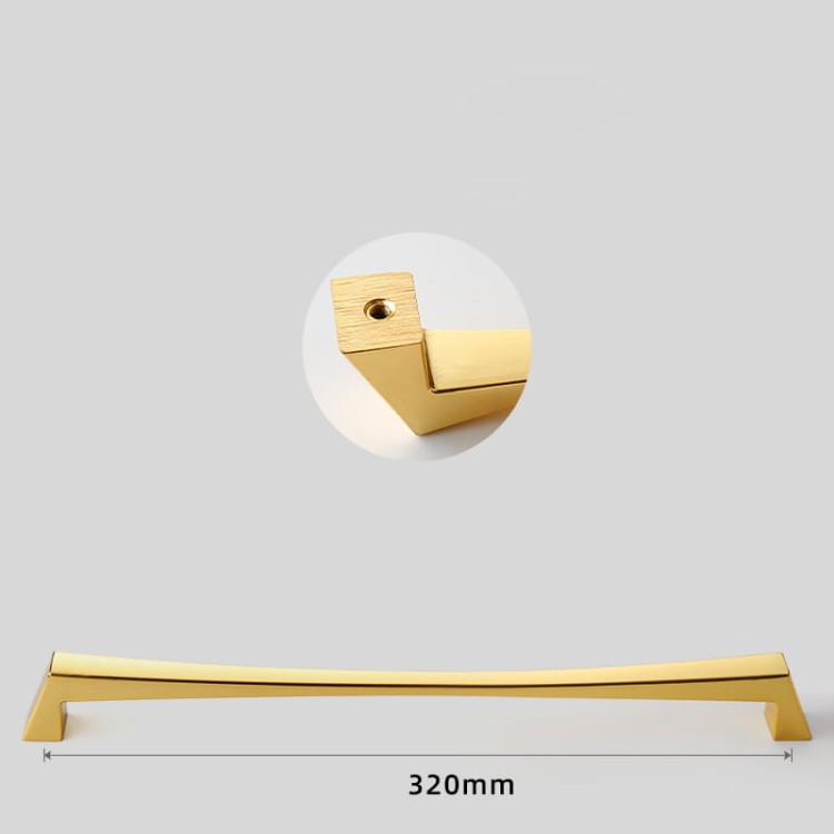 Möbelgriff Peral – moderner eleganter Griff in gebürstetem Gold, Gold, Schwarz, Perlgrau und gebürstetem Nickel. Größen 128–320 mm, ideal für Küchen- und Badmöbel, Schränke und Schubladen.