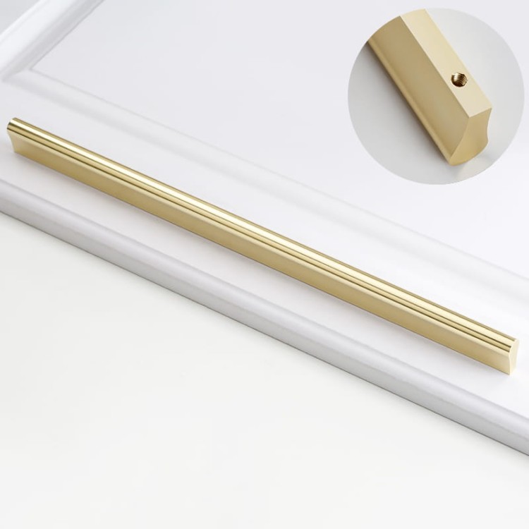 Möbelgriff Anta – schlichter Frontmontage-Griff in Schwarz und gebürstetem Gold, Größen 96, 128, 192, 320, 576 und 960 mm. Modern für Küchenmöbel, Kommoden, Schränke und Bäder – egriffe.de