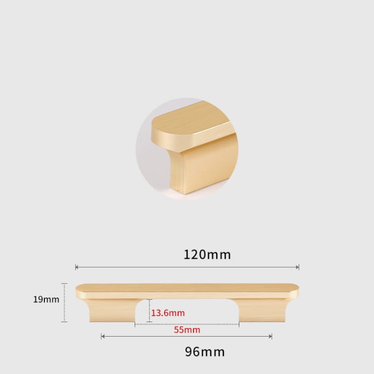 Möbelgriff Novo – klassischer Aufsatzgriff in Schwarz oder gebürstetem Gold, Größen 96–768 mm. Im modernen Glamour-Stil, für Küchenschränke, Kommoden und Schreibtische – egriffe.de