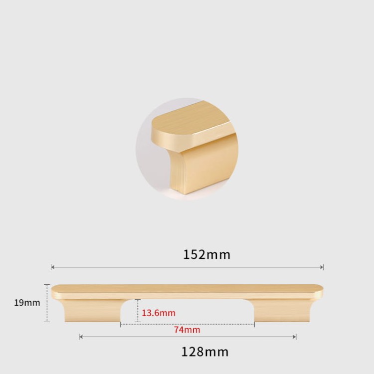 Möbelgriff Novo – klassischer Aufsatzgriff in Schwarz oder gebürstetem Gold, Größen 96–768 mm. Im modernen Glamour-Stil, für Küchenschränke, Kommoden und Schreibtische – egriffe.de