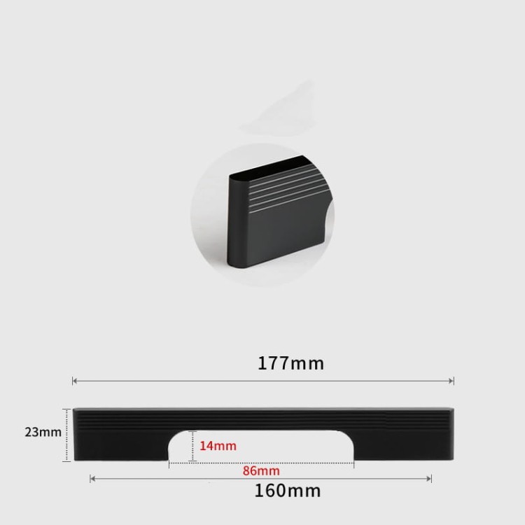Möbelgriff Vista – moderner minimalistischer Griff in Schwarz, Champagnergold und Aschgrau. Größen 96–960 mm, für Küchen- und Badmöbel, Schränke, Schubladen und Kommoden – egriffe.at