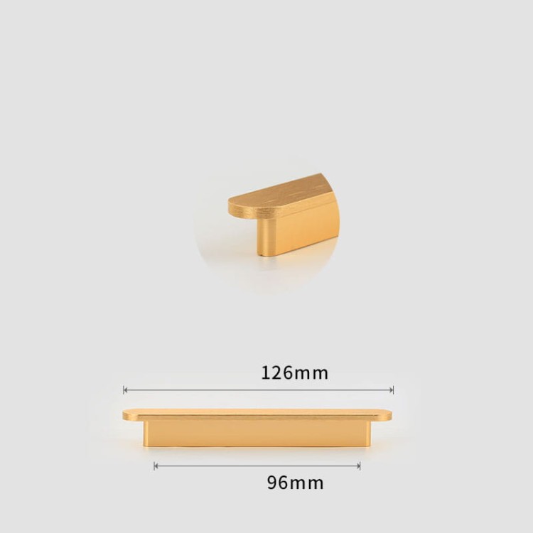 Möbelgriff Terra – moderner minimalistischer Griff in Gold oder gebürstetem Grau. Größen 96, 128, 192, 320, 768 und 960 mm. Für Küchen- und Badschränke sowie Schubladen – egriffe.de
