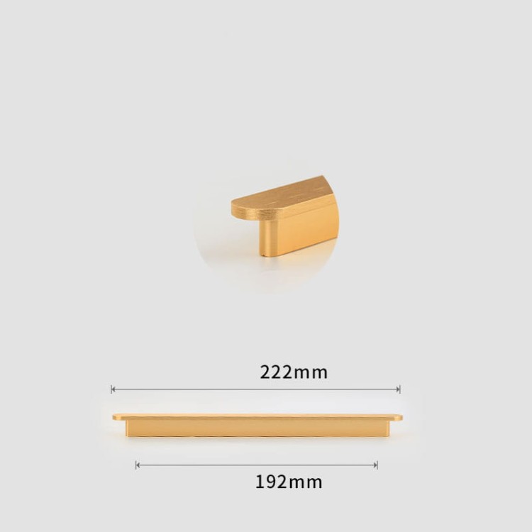 Möbelgriff Terra – moderner minimalistischer Griff in Gold oder gebürstetem Grau. Größen 96, 128, 192, 320, 768 und 960 mm. Für Küchen- und Badschränke sowie Schubladen – egriffe.de