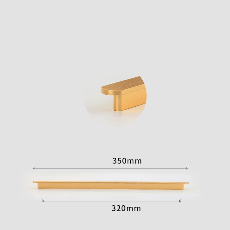 Möbelgriff Terra – moderner minimalistischer Griff in Gold oder gebürstetem Grau. Größen 96, 128, 192, 320, 768 und 960 mm. Für Küchen- und Badschränke sowie Schubladen – egriffe.de