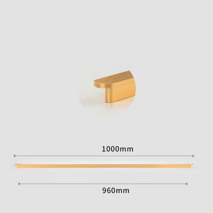 Möbelgriff Terra – moderner minimalistischer Griff in Gold oder gebürstetem Grau. Größen 96, 128, 192, 320, 768 und 960 mm. Für Küchen- und Badschränke sowie Schubladen – egriffe.de