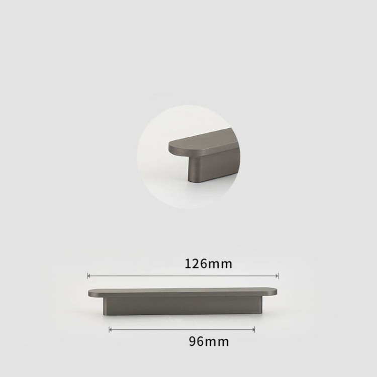 Möbelgriff Terra – moderner minimalistischer Griff in Gold oder gebürstetem Grau. Größen 96, 128, 192, 320, 768 und 960 mm. Für Küchen- und Badschränke sowie Schubladen – egriffe.at