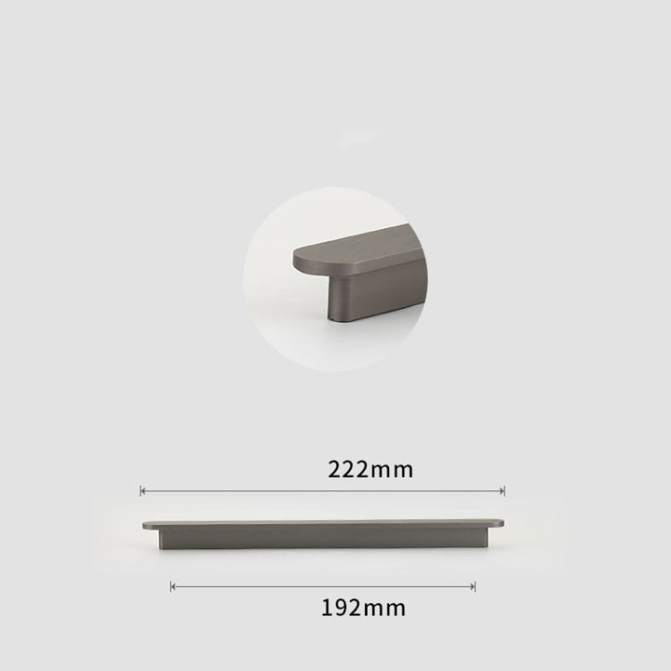 Möbelgriff Terra – moderner minimalistischer Griff in Gold oder gebürstetem Grau. Größen 96, 128, 192, 320, 768 und 960 mm. Für Küchen- und Badschränke sowie Schubladen – egriffe.de