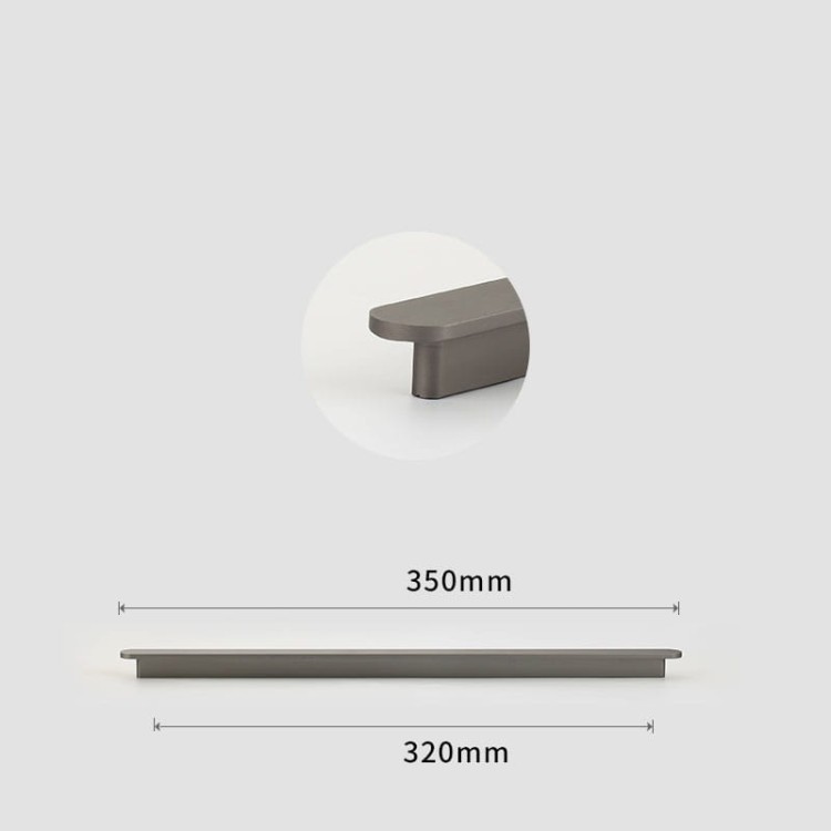 Möbelgriff Terra – moderner minimalistischer Griff in Gold oder gebürstetem Grau. Größen 96, 128, 192, 320, 768 und 960 mm. Für Küchen- und Badschränke sowie Schubladen – egriffe.de