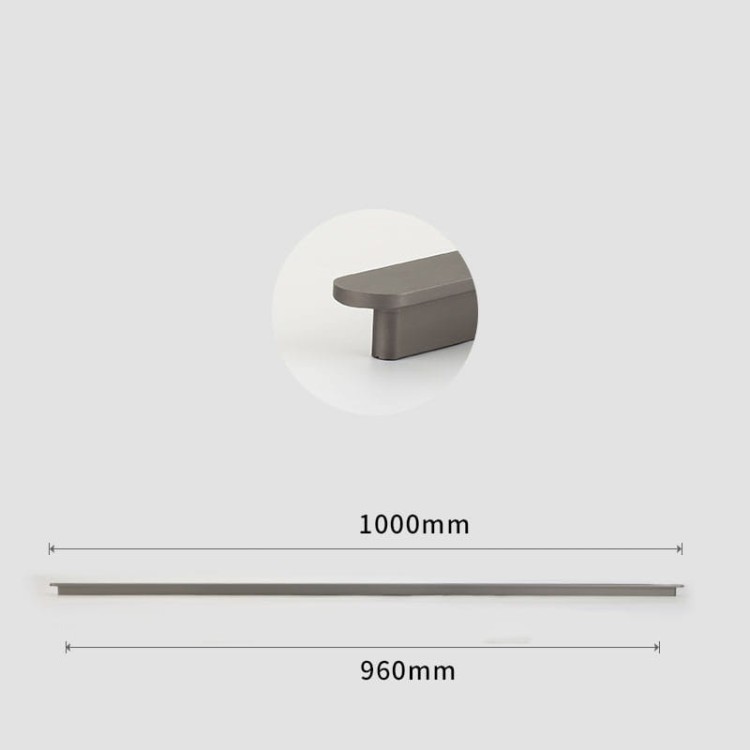 Möbelgriff Terra – moderner minimalistischer Griff in Gold oder gebürstetem Grau. Größen 96, 128, 192, 320, 768 und 960 mm. Für Küchen- und Badschränke sowie Schubladen – egriffe.de