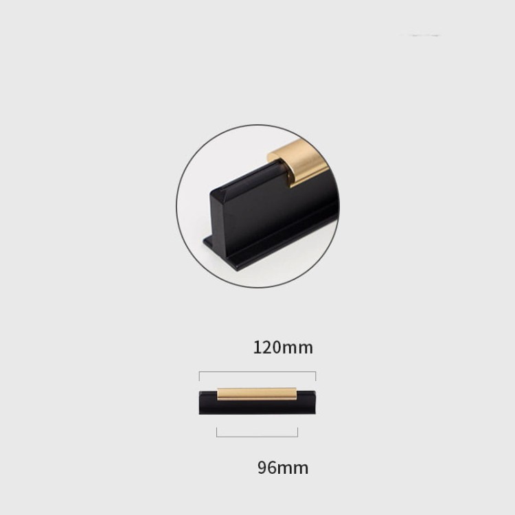 Möbelgriff Polvo – schwarzer Griff mit eleganter goldener Einlage im modernen Glamour-Stil. Erhältlich in 96, 128, 160, 192, 320 und 448 mm. Ideal für Küchenmöbel, Schubladen, Schränke und Kommoden – egriffe.at