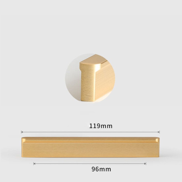 Möbelgriff Avalos – schlichter linearer Griff in Schwarz oder gebürstetem Gold. Modern, erhältlich in 96, 128, 160, 320, 546 und 960 mm – egriffe.de