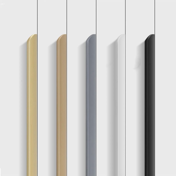 Möbelgriff Antonio – Kantengriff mit ergonomisch abgerundeter Front in gebürstetem Gold, Kaffeegold, Schwarz, Weiß und Grau. Ideal für moderne Küchen- und Wohnmöbel – egriffe.at