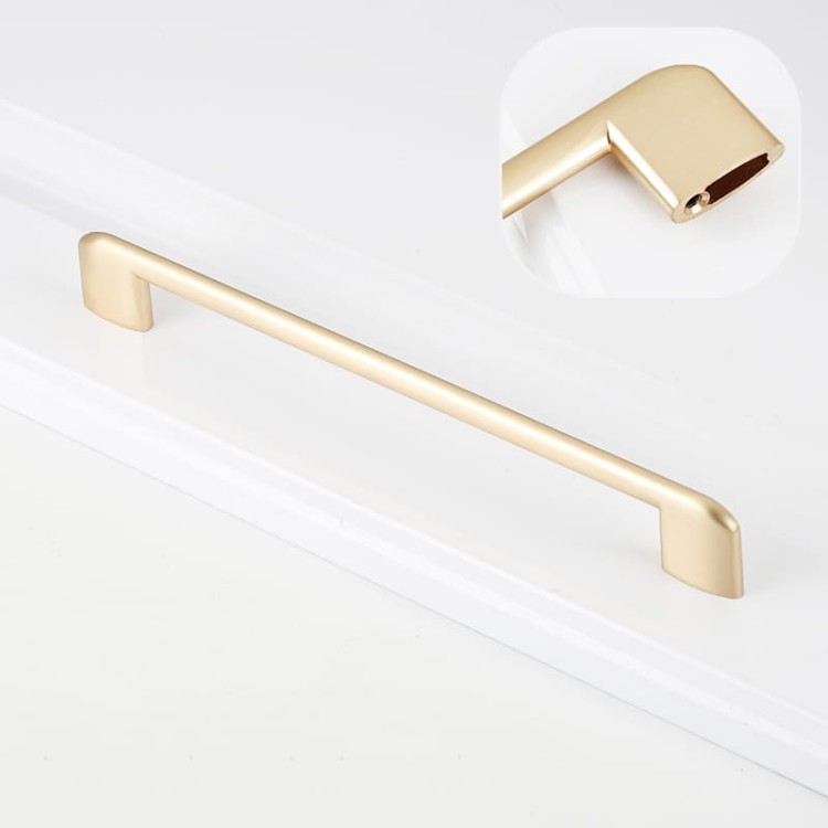 Möbelgriff Sabalo – moderner minimalistischer Griff für Küchenschränke, Schubladen, Kommoden und Badmöbel in Schwarz, gebürstetem Gold, gebürstetem Nickel und Perlgrau. Größen 128, 160, 192 und 256 mm – egriffe.at