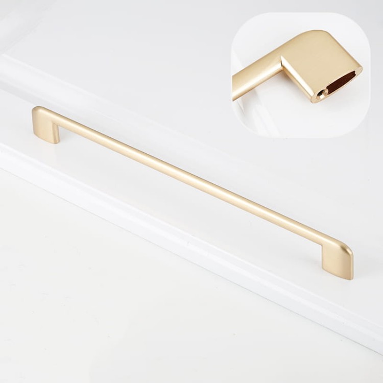 Möbelgriff Sabalo – moderner minimalistischer Griff für Küchenschränke, Schubladen, Kommoden und Badmöbel in Schwarz, gebürstetem Gold, gebürstetem Nickel und Perlgrau. Größen 128, 160, 192 und 256 mm – egriffe.de