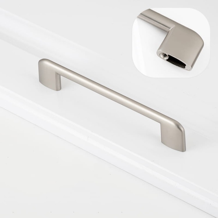 Möbelgriff Sabalo – moderner minimalistischer Griff für Küchenschränke, Schubladen, Kommoden und Badmöbel in Schwarz, gebürstetem Gold, gebürstetem Nickel und Perlgrau. Größen 128, 160, 192 und 256 mm – egriffe.de