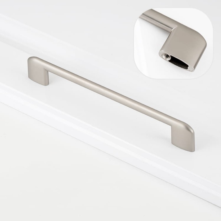 Möbelgriff Sabalo – moderner minimalistischer Griff für Küchenschränke, Schubladen, Kommoden und Badmöbel in Schwarz, gebürstetem Gold, gebürstetem Nickel und Perlgrau. Größen 128, 160, 192 und 256 mm – egriffe.de