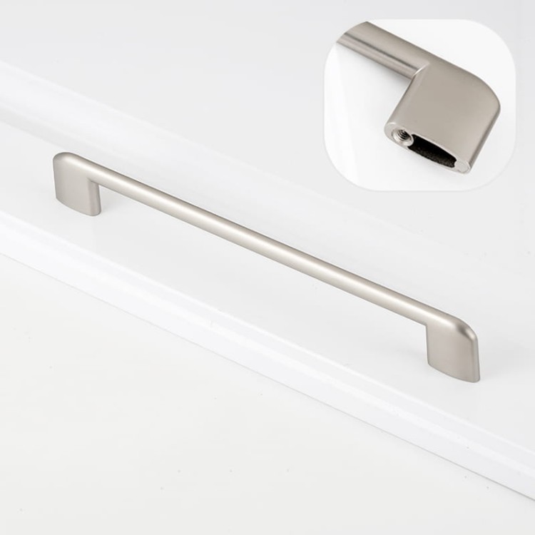 Möbelgriff Sabalo – moderner minimalistischer Griff für Küchenschränke, Schubladen, Kommoden und Badmöbel in Schwarz, gebürstetem Gold, gebürstetem Nickel und Perlgrau. Größen 128, 160, 192 und 256 mm – egriffe.de