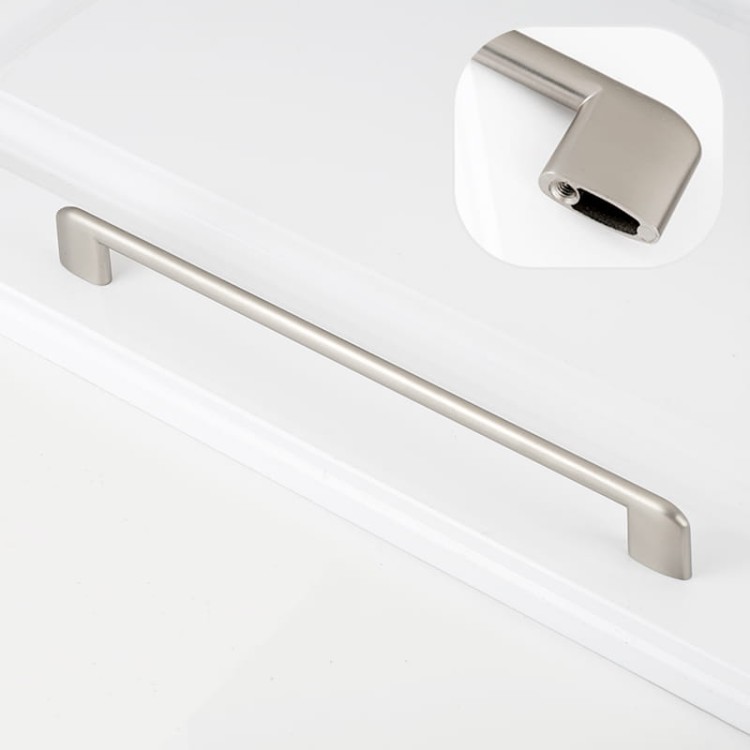 Möbelgriff Sabalo – moderner minimalistischer Griff für Küchenschränke, Schubladen, Kommoden und Badmöbel in Schwarz, gebürstetem Gold, gebürstetem Nickel und Perlgrau. Größen 128, 160, 192 und 256 mm – egriffe.de