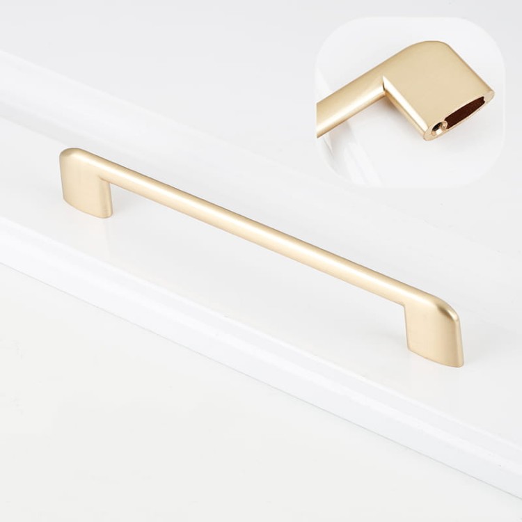 Möbelgriff Sabalo – moderner minimalistischer Griff für Küchenschränke, Schubladen, Kommoden und Badmöbel in Schwarz, gebürstetem Gold, gebürstetem Nickel und Perlgrau. Größen 128, 160, 192 und 256 mm – egriffe.de