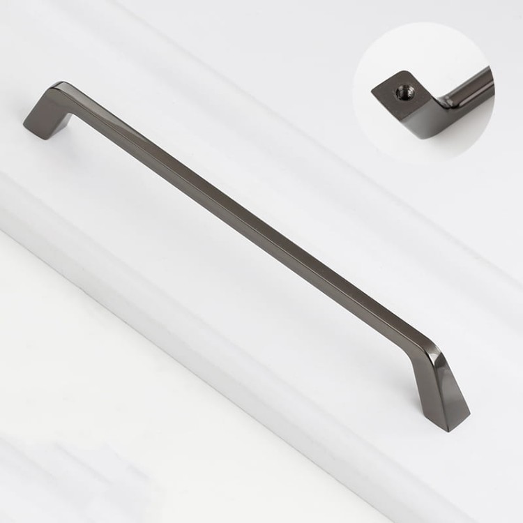 Möbelgriff Amarito – moderner Aufsatzgriff für Schränke und Schubladen in gebürstetem Gold, Schwarz, Perlgrau, gebürstetem Nickel, hellem Sandschwarz und Sandgold. Schlichter Küchengriff – egriffe.de.