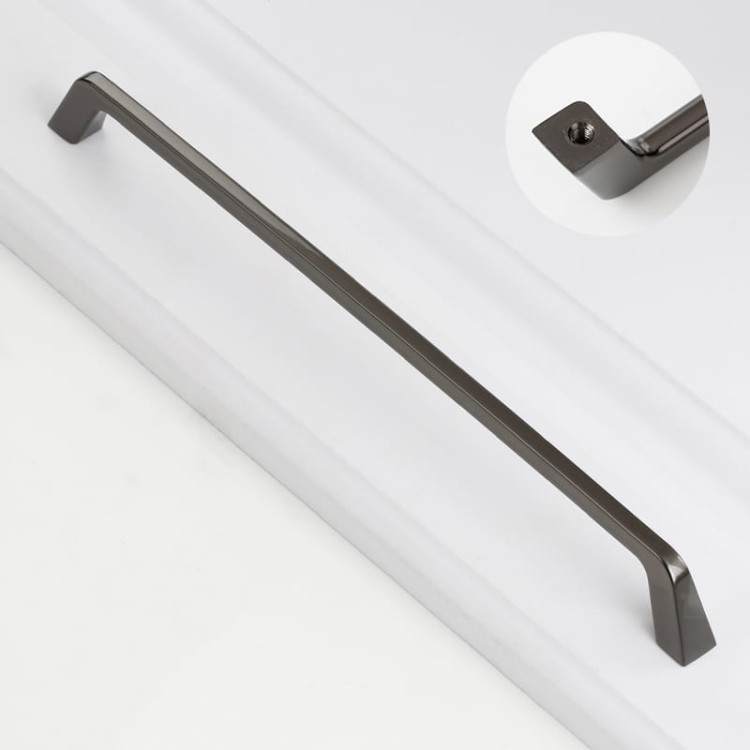 Möbelgriff Amarito – moderner Aufsatzgriff für Schränke und Schubladen in gebürstetem Gold, Schwarz, Perlgrau, gebürstetem Nickel, hellem Sandschwarz und Sandgold. Schlichter Küchengriff – egriffe.de.