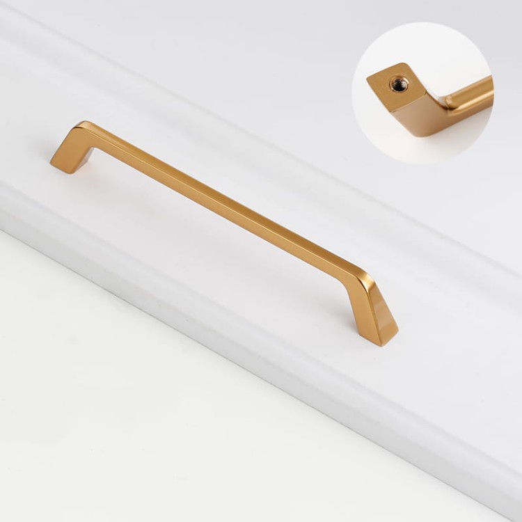 Möbelgriff Amarito – moderner Aufsatzgriff für Schränke und Schubladen in gebürstetem Gold, Schwarz, Perlgrau, gebürstetem Nickel, hellem Sandschwarz und Sandgold. Schlichter Küchengriff – egriffe.de.