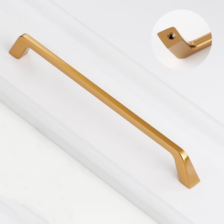 Möbelgriff Amarito – moderner Aufsatzgriff für Schränke und Schubladen in gebürstetem Gold, Schwarz, Perlgrau, gebürstetem Nickel, hellem Sandschwarz und Sandgold. Schlichter Küchengriff – egriffe.de.