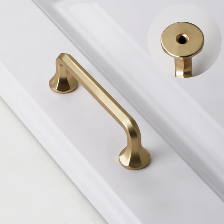 Möbelgriff Grillo – eleganter länglicher Griff und sechseckiger Knopf für Schränke und Schubladen in gebürstetem Gold, Schwarz, gebürstetem Nickel und Perlgrau – egriffe.de.