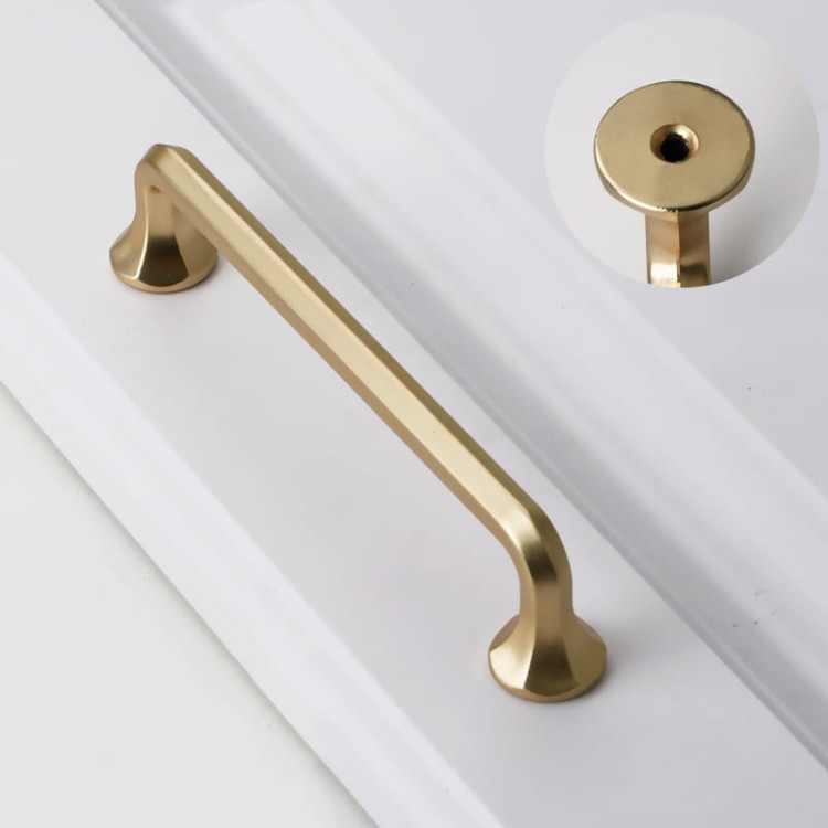 Möbelgriff Grillo – eleganter länglicher Griff und sechseckiger Knopf für Schränke und Schubladen in gebürstetem Gold, Schwarz, gebürstetem Nickel und Perlgrau – egriffe.de.