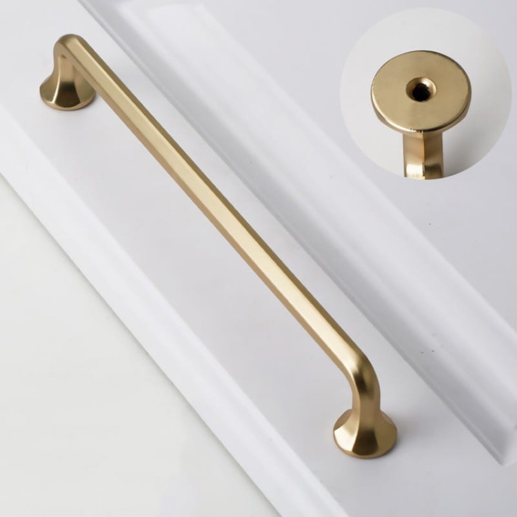 Möbelgriff Grillo – eleganter länglicher Griff und sechseckiger Knopf für Schränke und Schubladen in gebürstetem Gold, Schwarz, gebürstetem Nickel und Perlgrau – egriffe.de.
