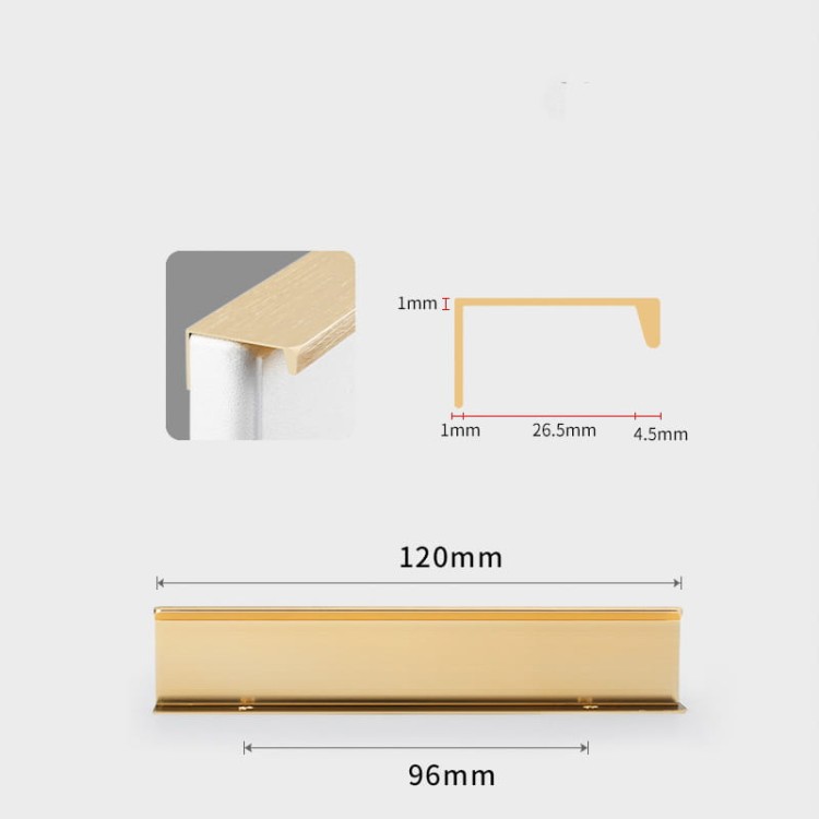 Möbelgriff Dimas – Kantengriff für Schränke und Schubladen in Schwarz, Weiß, Grau, Silber und gebürstetem Gold. Moderner Griff für Möbelfronten, erhältlich im Shop egriffe.de.