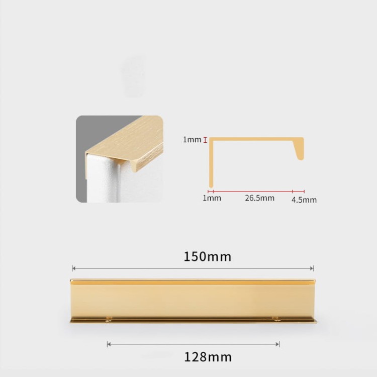 Möbelgriff Dimas – Kantengriff für Schränke und Schubladen in Schwarz, Weiß, Grau, Silber und gebürstetem Gold. Moderner Griff für Möbelfronten, erhältlich im Shop egriffe.de.
