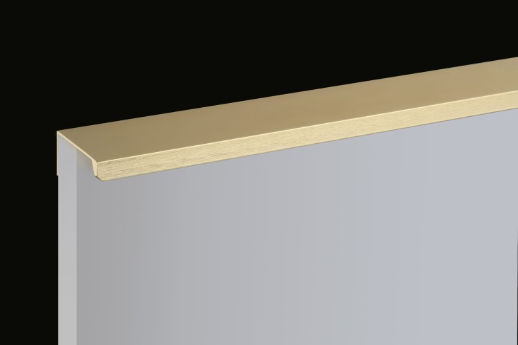 Möbelgriff Dimas – Kantengriff für Schränke und Schubladen in Schwarz, Weiß, Grau, Silber und gebürstetem Gold. Moderner Griff für Möbelfronten, erhältlich im Shop egriffe.de.