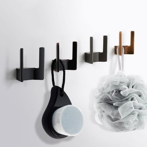 Wandhaken Martin – moderner doppelter Wandhaken für Bad und Flur, Aluminiumhaken in Schwarz, Mattbraun, gebürstetem Nickel, Perlgrau, gebürstetem Gold und ORB, erhältlich im Shop egriffe.de.