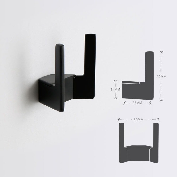 Wandhaken Martin – moderner doppelter Wandhaken für Bad und Flur, Aluminiumhaken in Schwarz, Mattbraun, gebürstetem Nickel, Perlgrau, gebürstetem Gold und ORB, erhältlich im Shop egriffe.de.