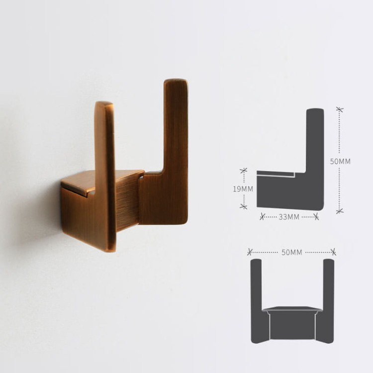Wandhaken Martin – moderner doppelter Wandhaken für Bad und Flur, Aluminiumhaken in Schwarz, Mattbraun, gebürstetem Nickel, Perlgrau, gebürstetem Gold und ORB, erhältlich im Shop egriffe.de.