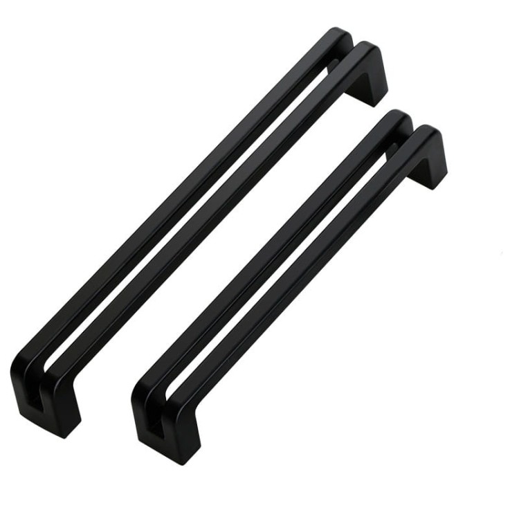 Möbelgriff Pino – schwarzer länglicher Aufsatzgriff für Schränke und Schubladen, moderner Griff für Küchenmöbel, erhältlich im Shop egriffe.at