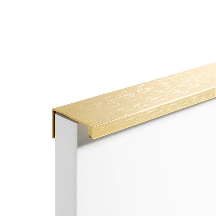 Möbelgriff Lonia – Kantengriff im Industrial-, Loft-, Modern- und Skandi-Stil in Schwarz, Grau, gebürstetem Gold und Champagnergold. Größen 96, 128, 160, 192, 224 und 800 mm – egriffe.at