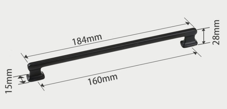 Möbelgriff Maceo – moderner und klassischer Aufsatzgriff für Schränke und Schubladen in gebürstetem Gold, gebürstetem Nickel, Perlgrau und Schwarz. Größen 96, 128, 160 und 192 mm – egriffe.de.