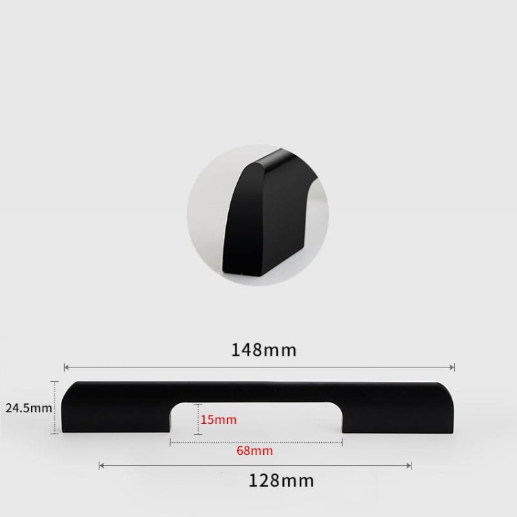 Möbelgriff Garcia – länglicher Griff für Schränke und Schubladen in Schwarz, Größe 128 mm, erhältlich im Shop egriffe.at