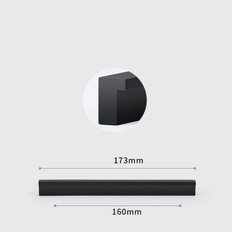 Schwarzer länglicher Möbelgriff Rita – Größe 160 mm, Farbe Schwarz.