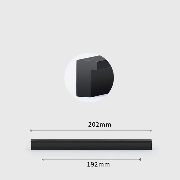 Schwarzer länglicher Möbelgriff Rita – Größe 192 mm, Farbe Schwarz.