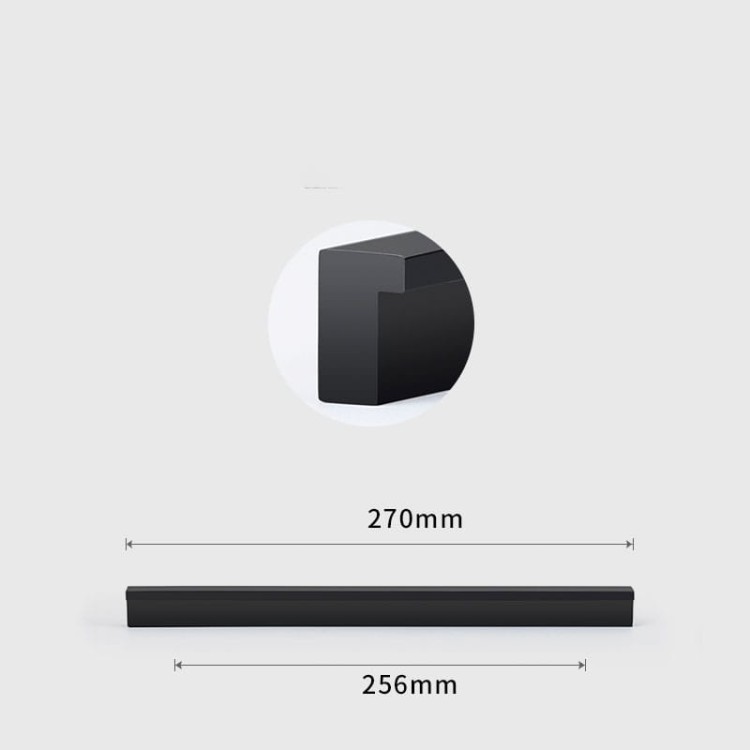 Schwarzer länglicher Möbelgriff Rita – Größe 256 mm, Farbe Schwarz.