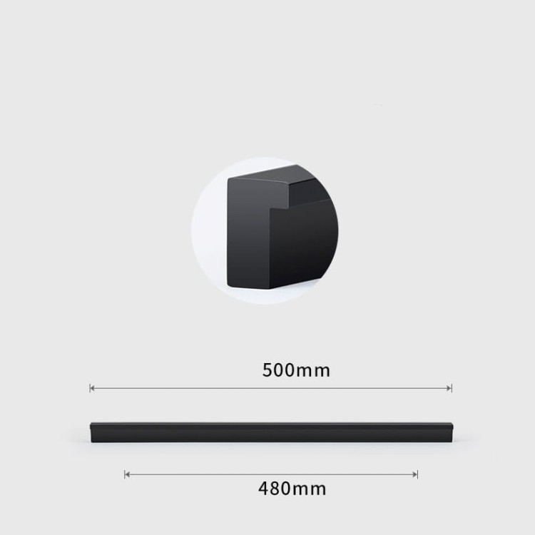 Schwarzer länglicher Möbelgriff Rita – Größe 480 mm, Farbe Schwarz.