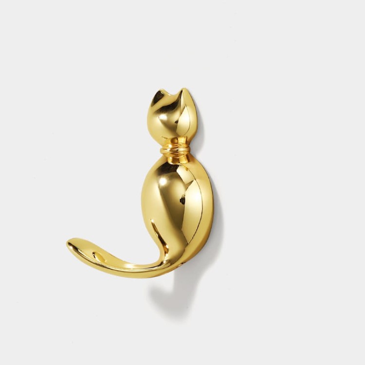 Niedlicher Wandhaken Gatito in Katzenform – ideal für Kinderzimmer und moderne Interieurs. Für Kleidung, Handtücher oder Schlüssel. Farben: Gold, Perlschwarz, Perlgrau, Gelb und Blau.