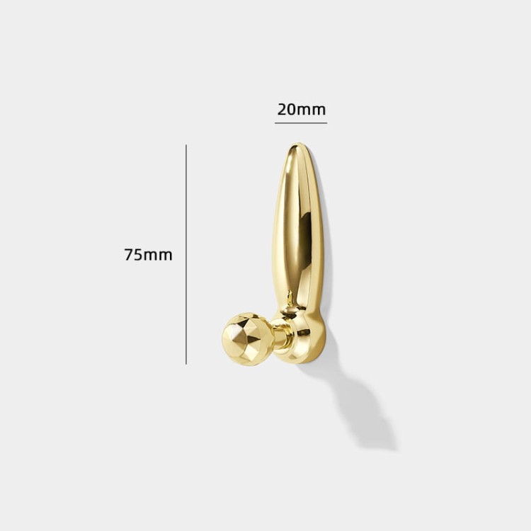 Wandhaken Andes mit eleganter, schlanker Form. Robust, leicht zu montieren, ideal für Zuhause, Hotels und Salons. Farben: Gold und Schwarzchrom – für Glamour-, klassische und moderne Interieurs.