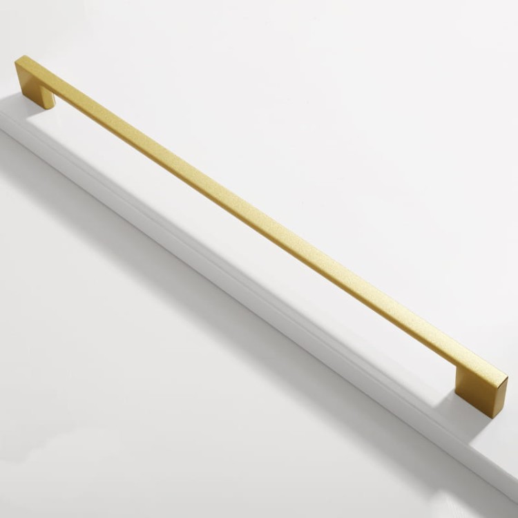 Möbelgriff Anto – klassischer kantiger Frontmontage-Griff in Schwarz, gebürstetem Nickel, Sandgold und glänzendem Chrom. Größen 128–320 mm, ideal für Küche, Bad, Schränke, Kommoden und Schubladen.